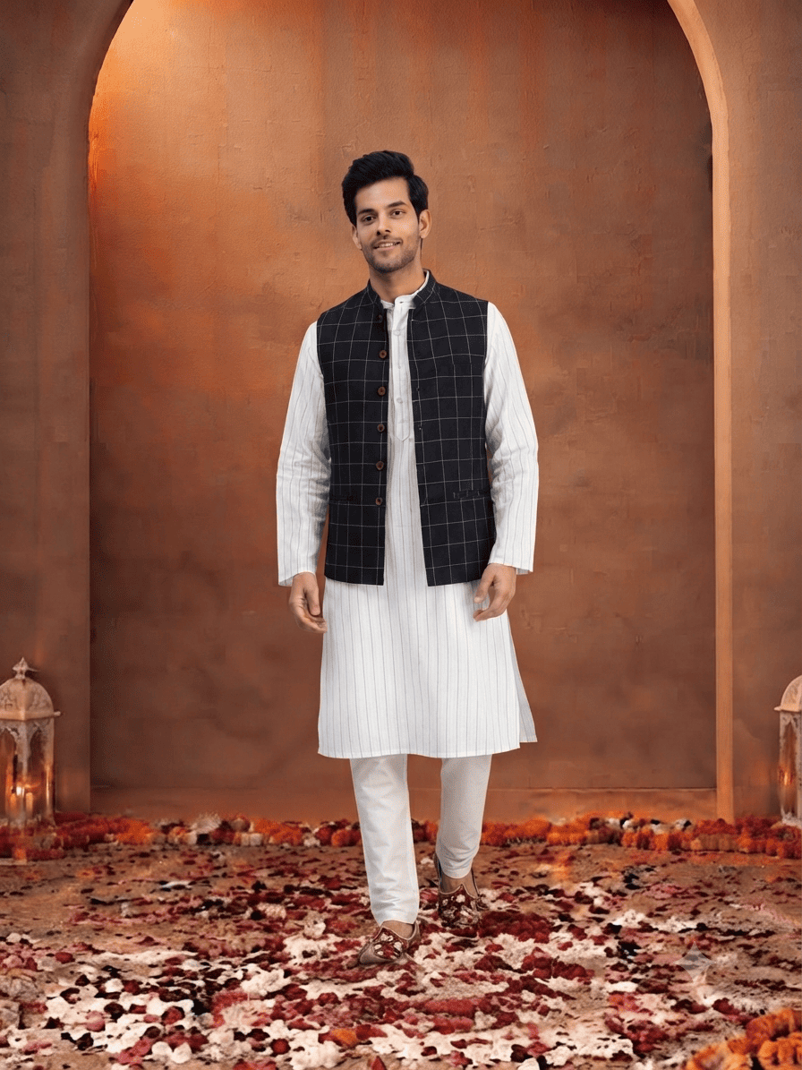 Checks Bundi Nehru Jacket