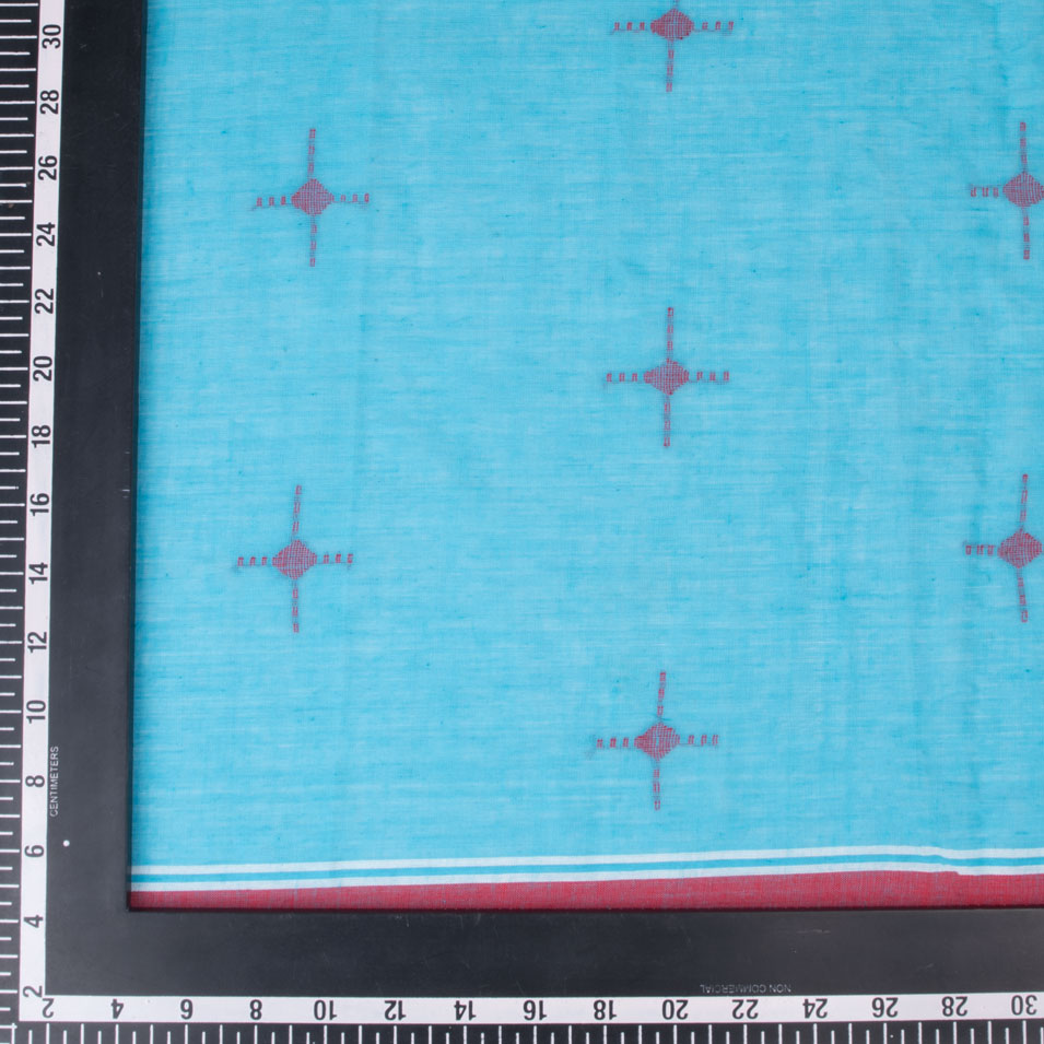 GEOMETRIC BLUE JAMDANI PURE COTTON 58 GSM FABRIC 180