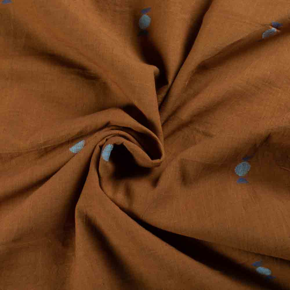 Mustared Yellow Chocolate Motif Pure Cotton 55 GSM Handwoven Fabric