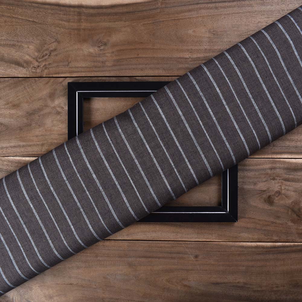 Stripe Black Brown Pure Cotton 106 GSM Handwoven Fabric 