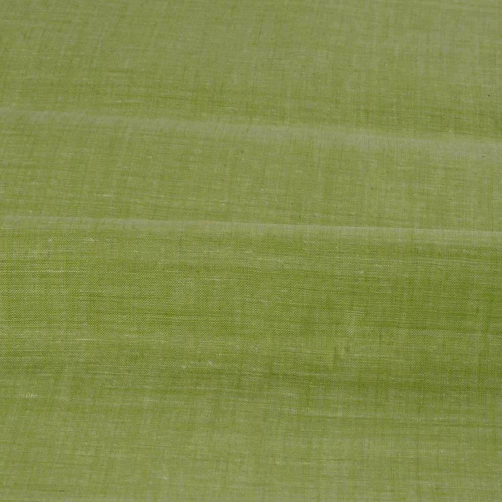 CHAMBRAY GREEN KHADI COTTON 75 GSM HANDWOVEN FABRIC