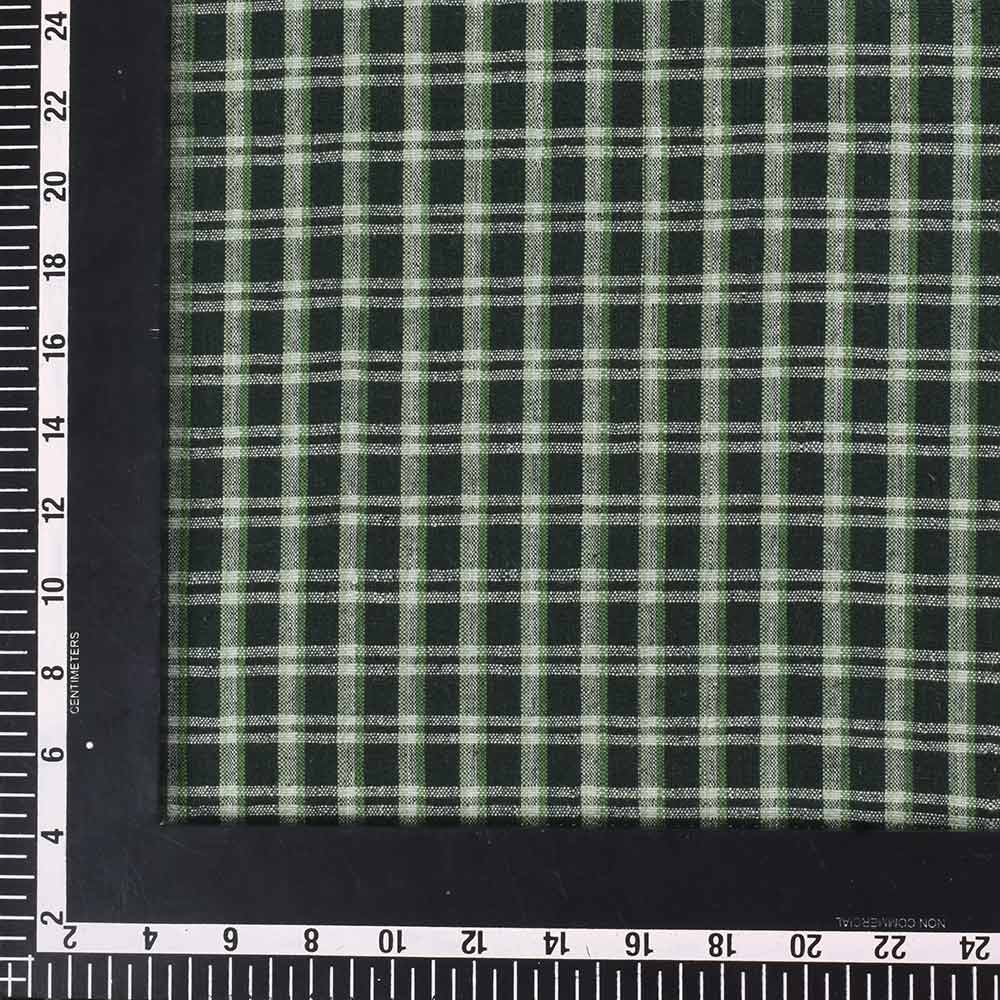 CHECK GREEN PURE COTTON 125 GSM HANDWOVEN FABRIC