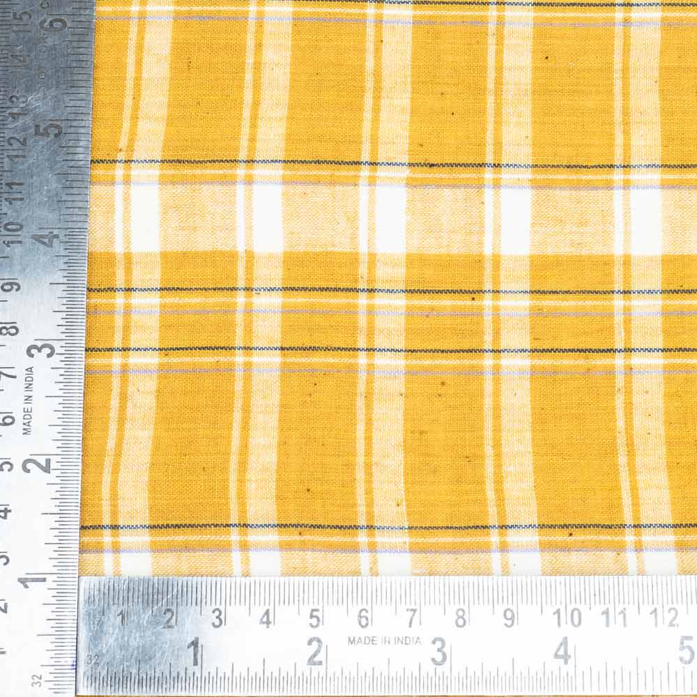 CHECK YELLOW PURE COTTON 95 GSM HANDWOVEN FABRIC