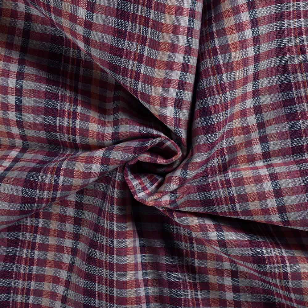 Check Multi Color Pure Cotton 105 GSM Handwoven Fabric
