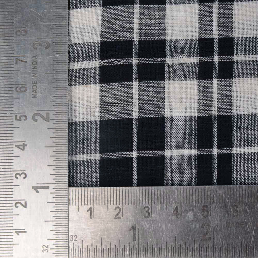 CHECK BLACK & WHITE PURE COTTON 100 GSM HANDWOVEN FABRIC