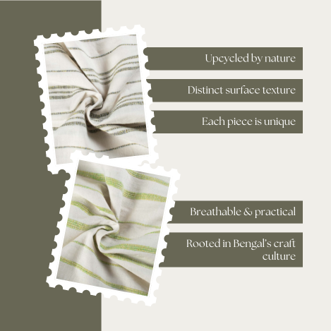 Textured Khesh handloom fabric highlighting upcycled surface and natural variation