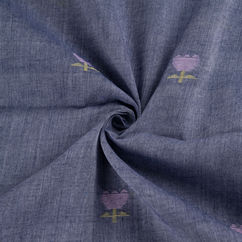 Floral Grey Jamdani Pure Cotton 56 GSM Handwoven Fabric 201