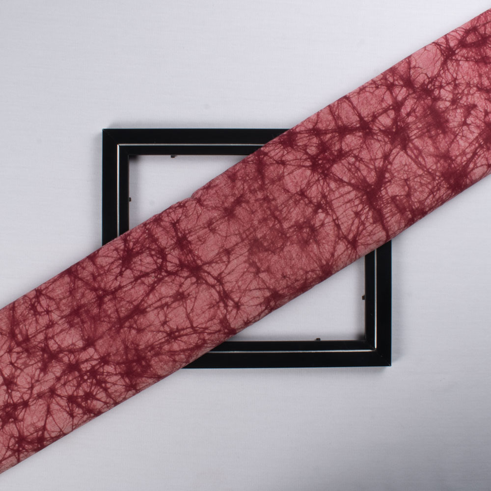 Abstract Red Batik Printed Khadi Cotton 105 GSM Handwoven Fabric 18