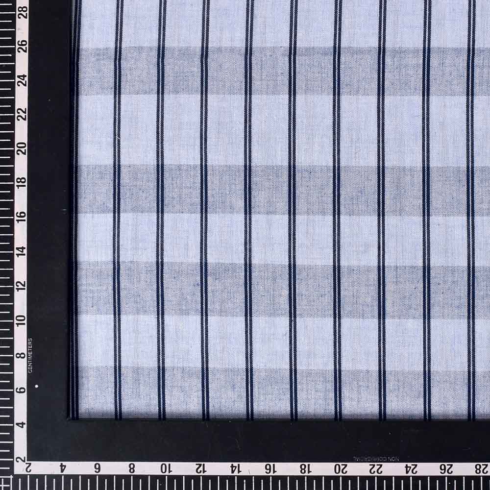 CHECK BLUE BLACK PURE COTTON 120 GSM HANDWOVEN FABRIC
