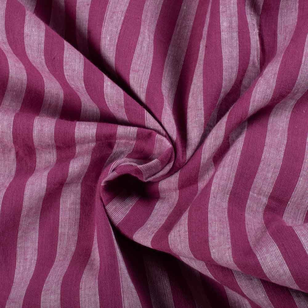 Stripe Dark & Light Pink Pure Cotton 70 GSM Handwoven Fabric