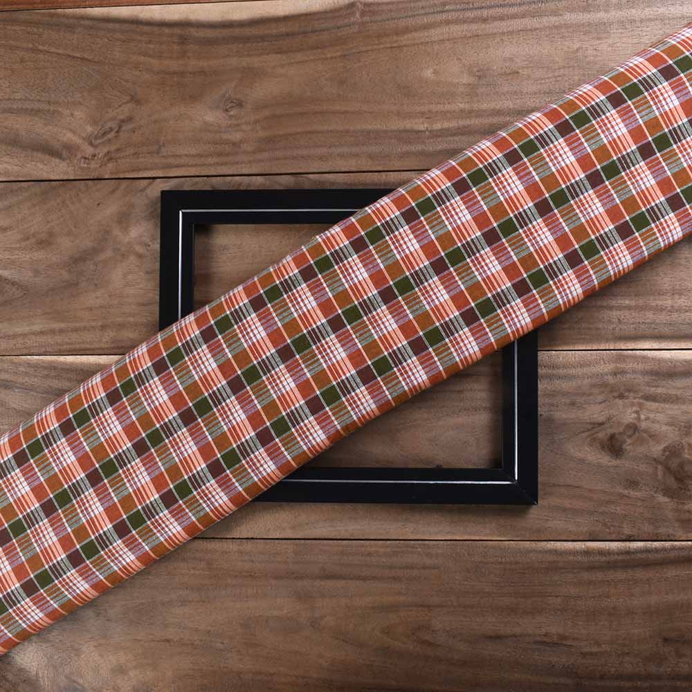 Check Multicolor Pure Cotton 100 GSM Handwoven Fabric