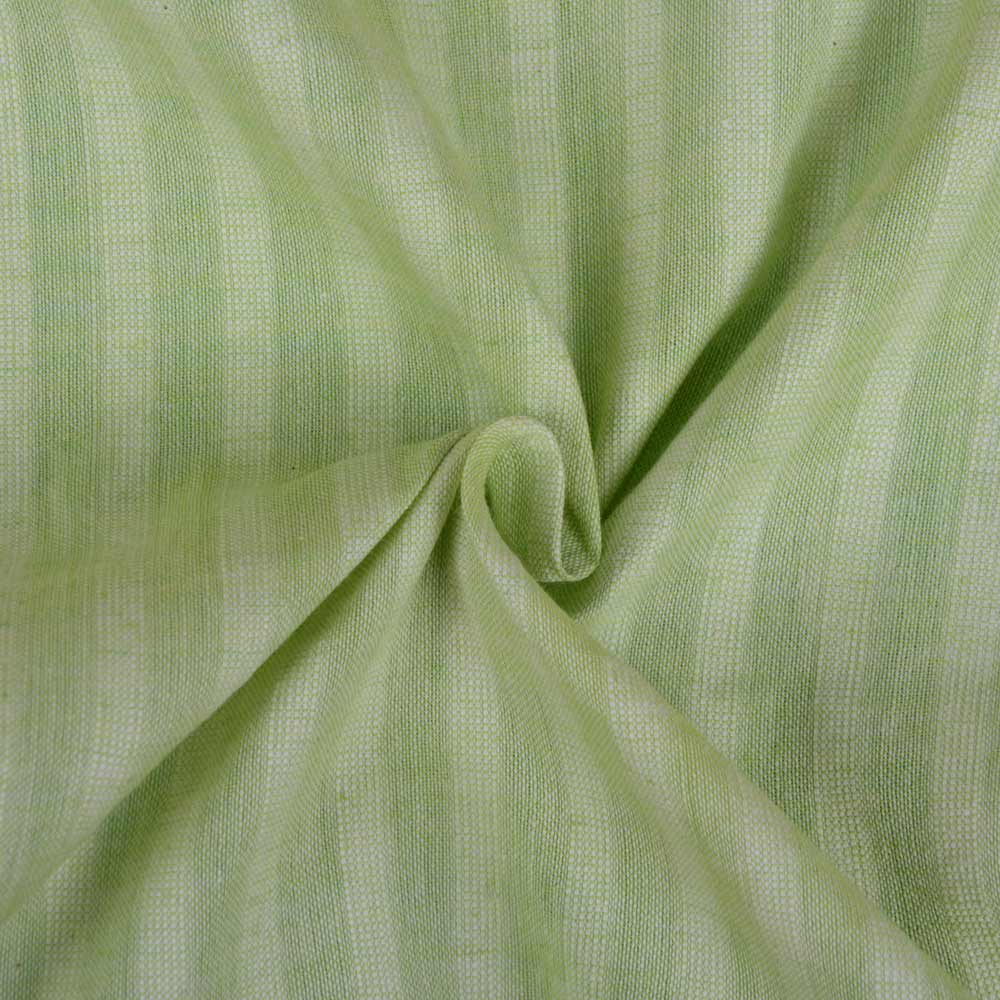 Stripe Light Green Pure Cotton 85 GSM Handwoven Fabric