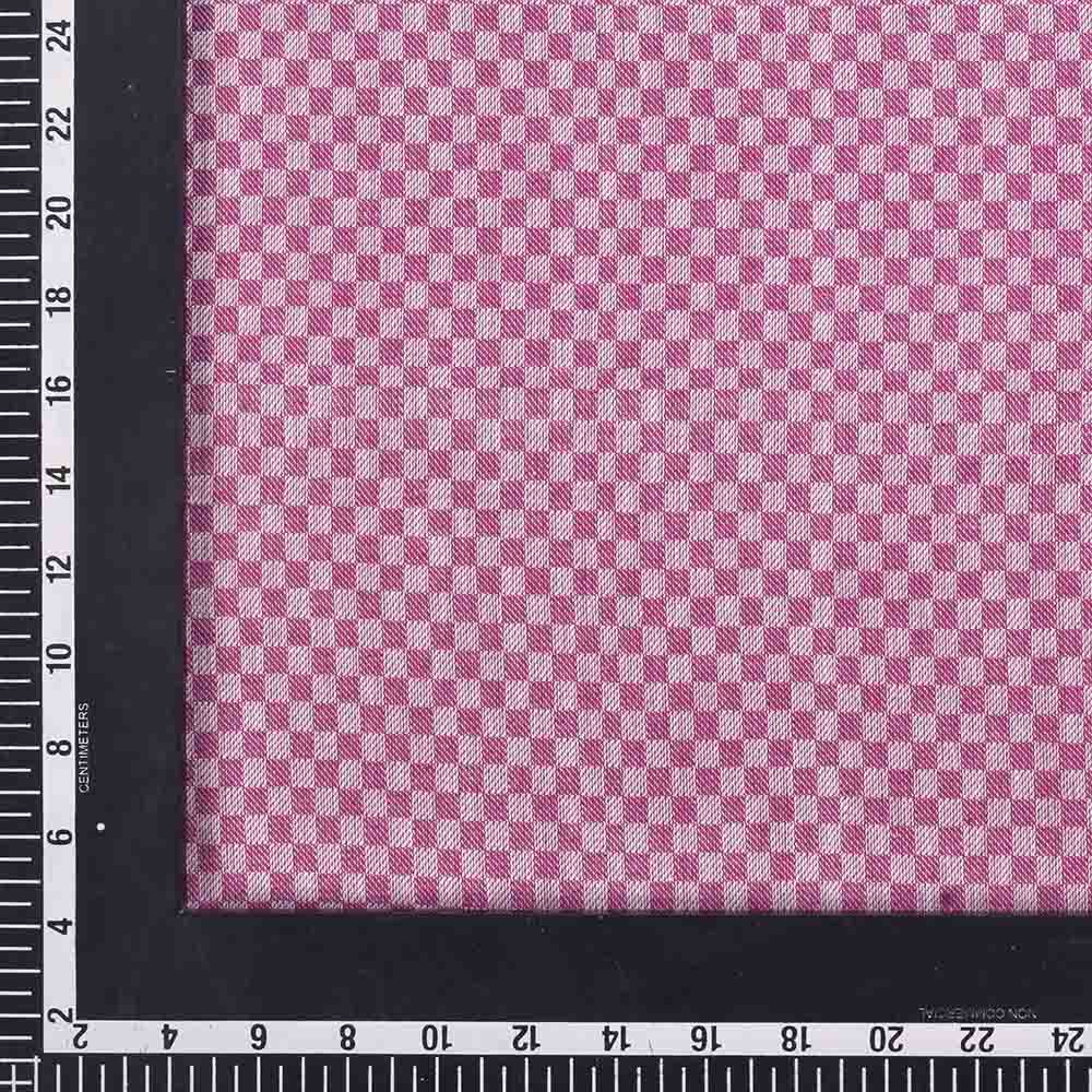 CHECK PINK & WHITE TWILL PURE COTTON 100 gsm HANDWOVEN FABRIC
