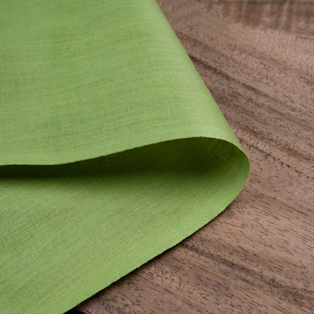 Plain Green Pure Cotton 92 GSM Handwoven Fabric
