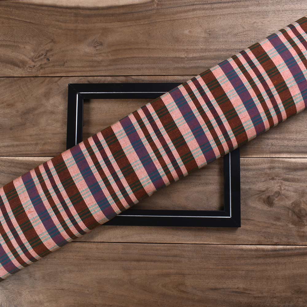 Check Multicolor Pure Cotton 80 GSM Handwoven Fabric