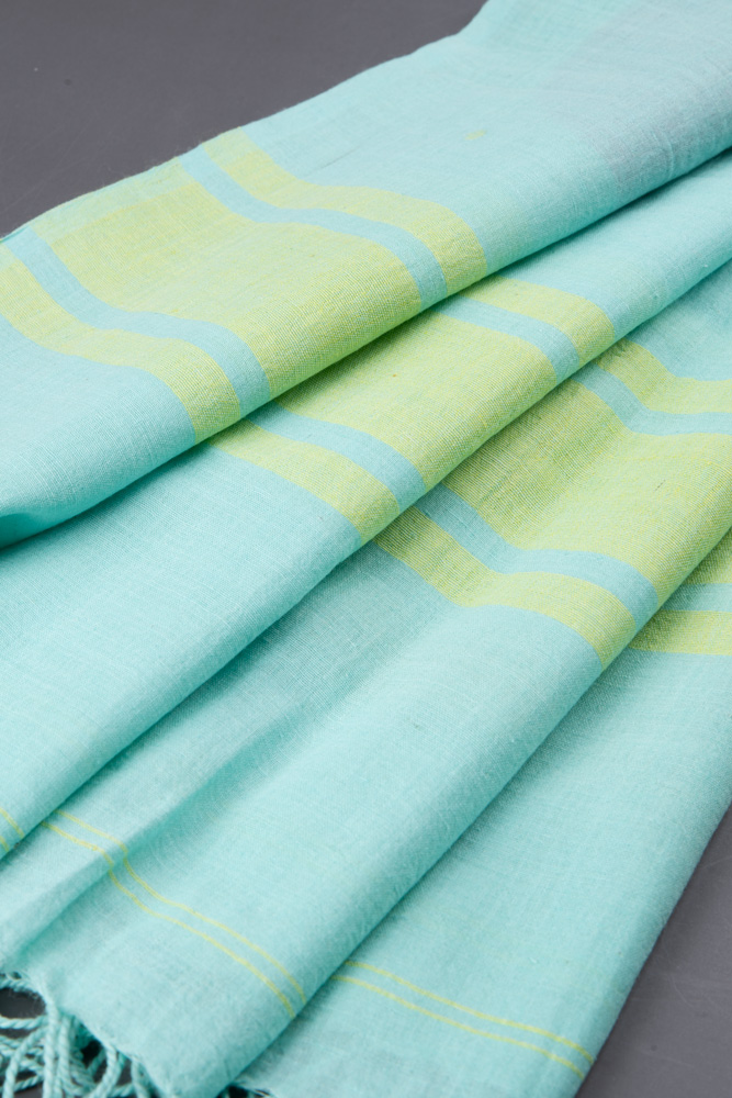 GEOMETRIC TURQUOISE JAMDANI HANDWOVEN PURE COTTON SCARF