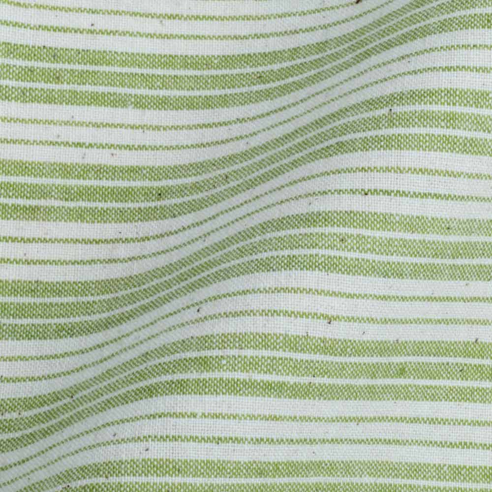 Stripe Green & White Pure Cotton 120 GSM Handwoven Fabric