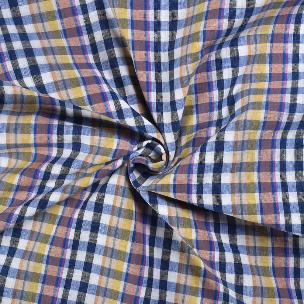 Check Multicolor Pure Cotton 95 GSM Handwoven Fabric