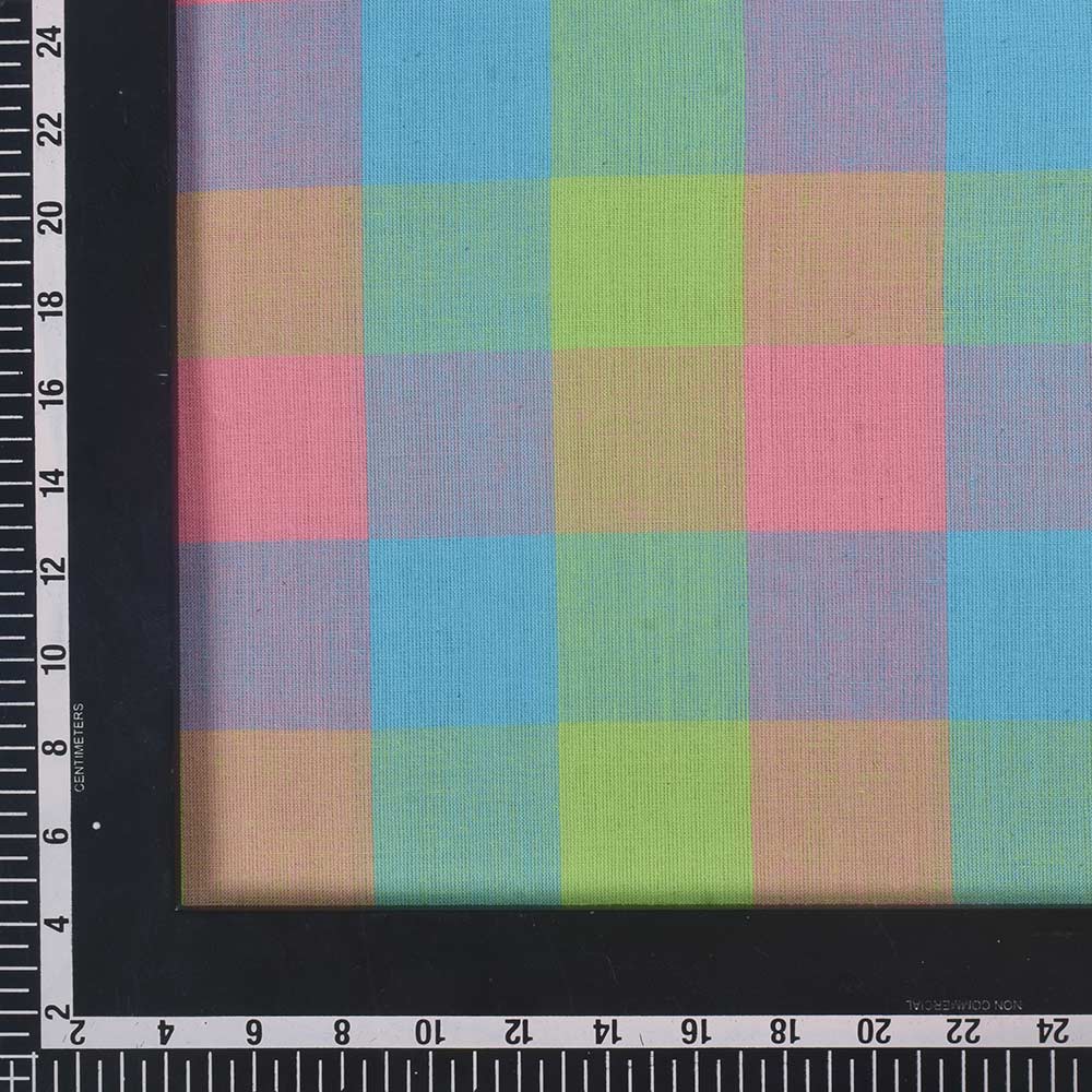 CHECK MULTICOLOR PURE COTTON 98 GSM HANDWOVEN FABRIC 419