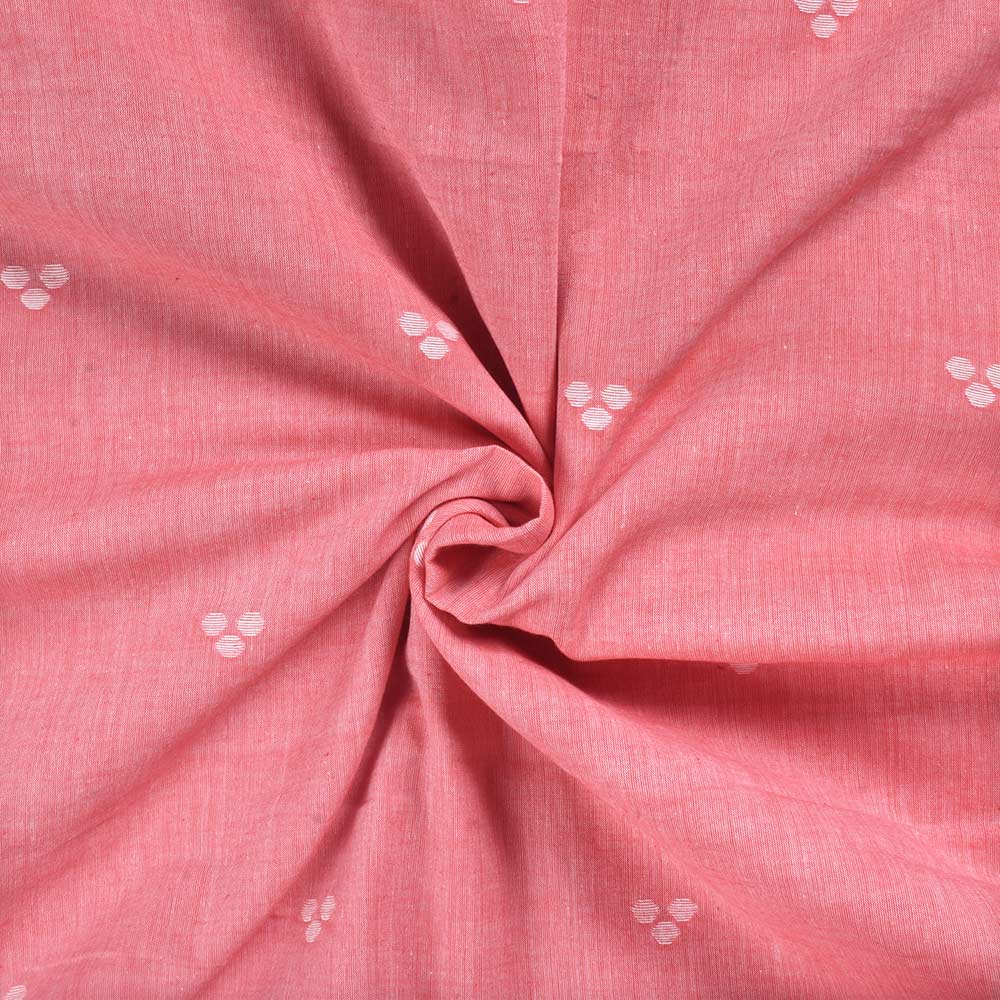 Dot Pink Jamdani Pure Cotton 62 GSM Handwoven Fabric