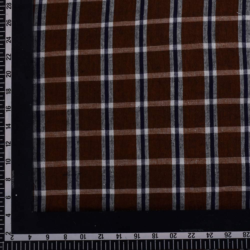 CHECK BROWN PURE COTTON 102 GSM HANDWOVEN FABRIC