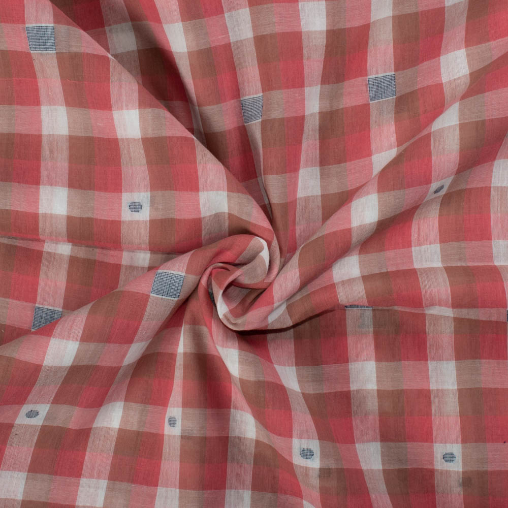 Check Multicolor Jamdani Pure Cotton 55 GSM Handwoven Fabric 354