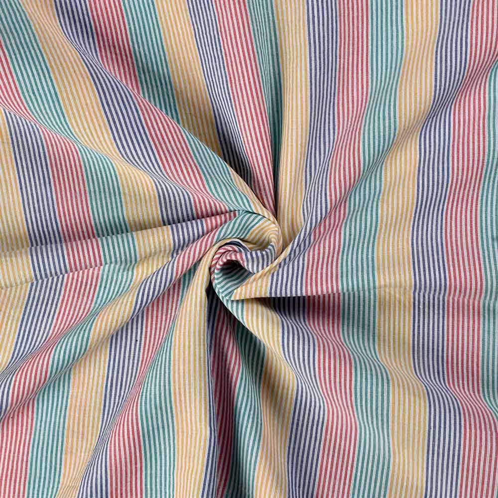 Stripe Multicolor Pure Cotton 74 GSM Handwoven Fabric