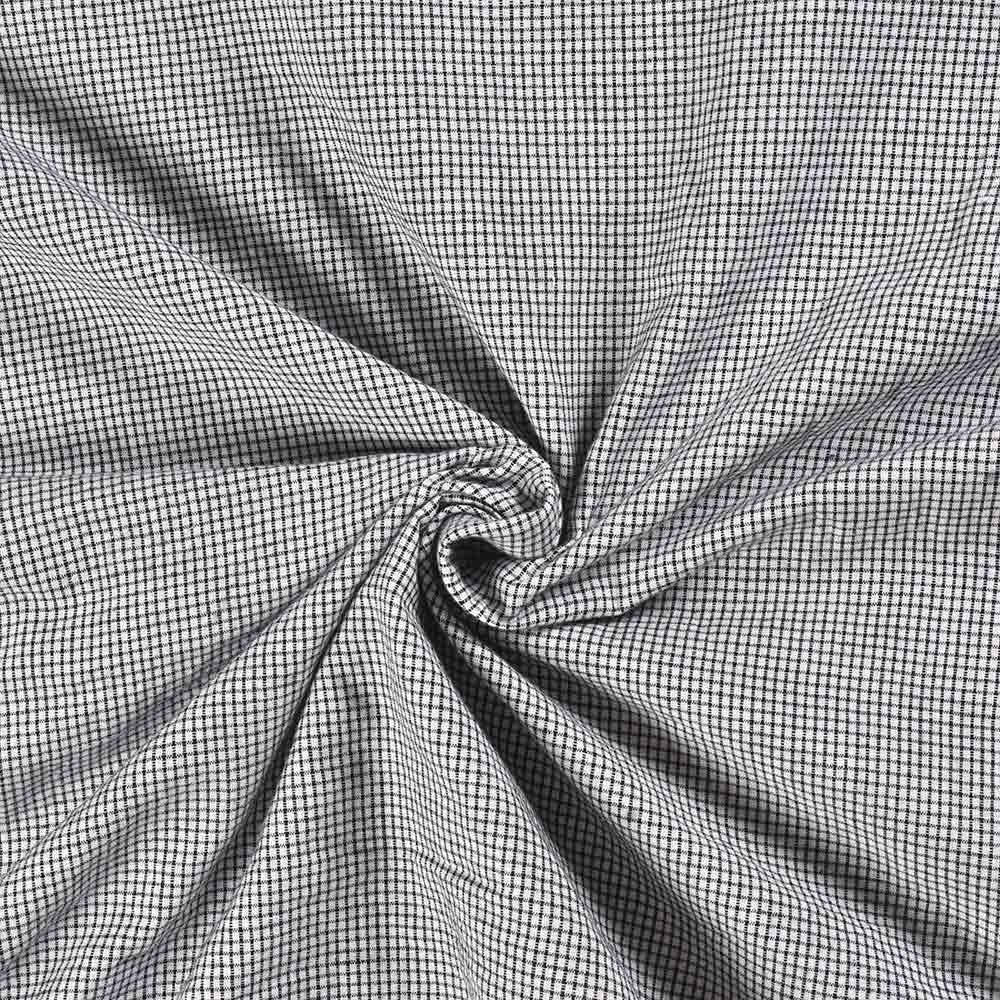 Check Black & White Pure Cotton 95 GSM Handwoven Fabric