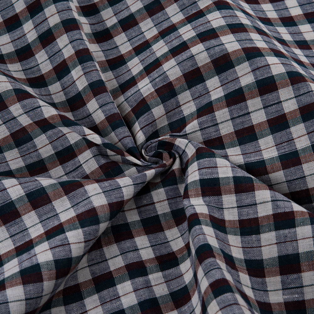 Check Multicolor Pure Cotton 98 GSM Handwoven Fabric 228