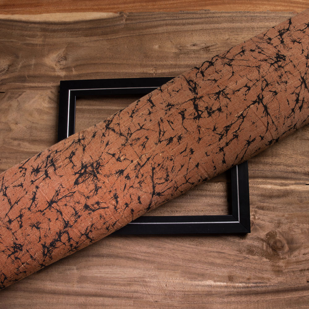 Abstract Brown Screenprinted Cotton Khadi 82 GSM Handwoven Fabric