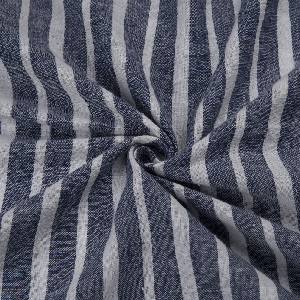 Stripe Blue & White Pure Cotton 96 GSM Handwoven Fabric