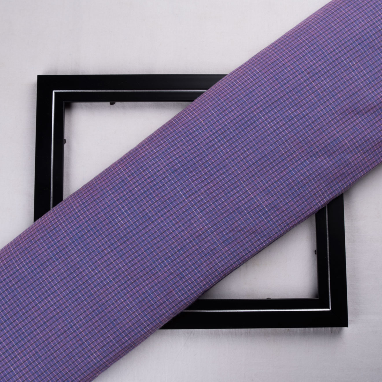Check Purple Pure Cotton 62 GSM Handwoven Fabric