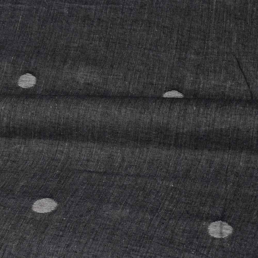 POLKA DOT GREY JAMDANI PURE COTTON 58 SM HANDWOVEN FABRIC