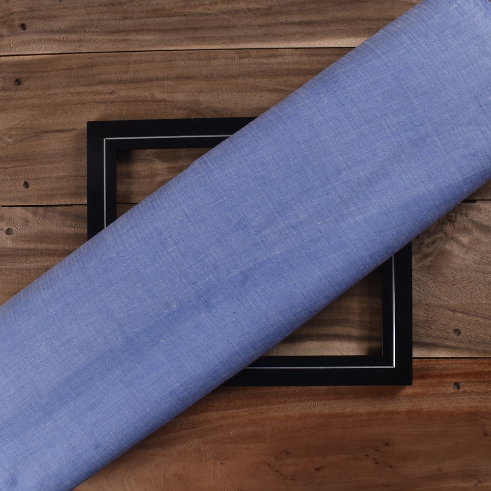 Stripe Blue Pure Cotton 74 GSM Handwoven Fabric