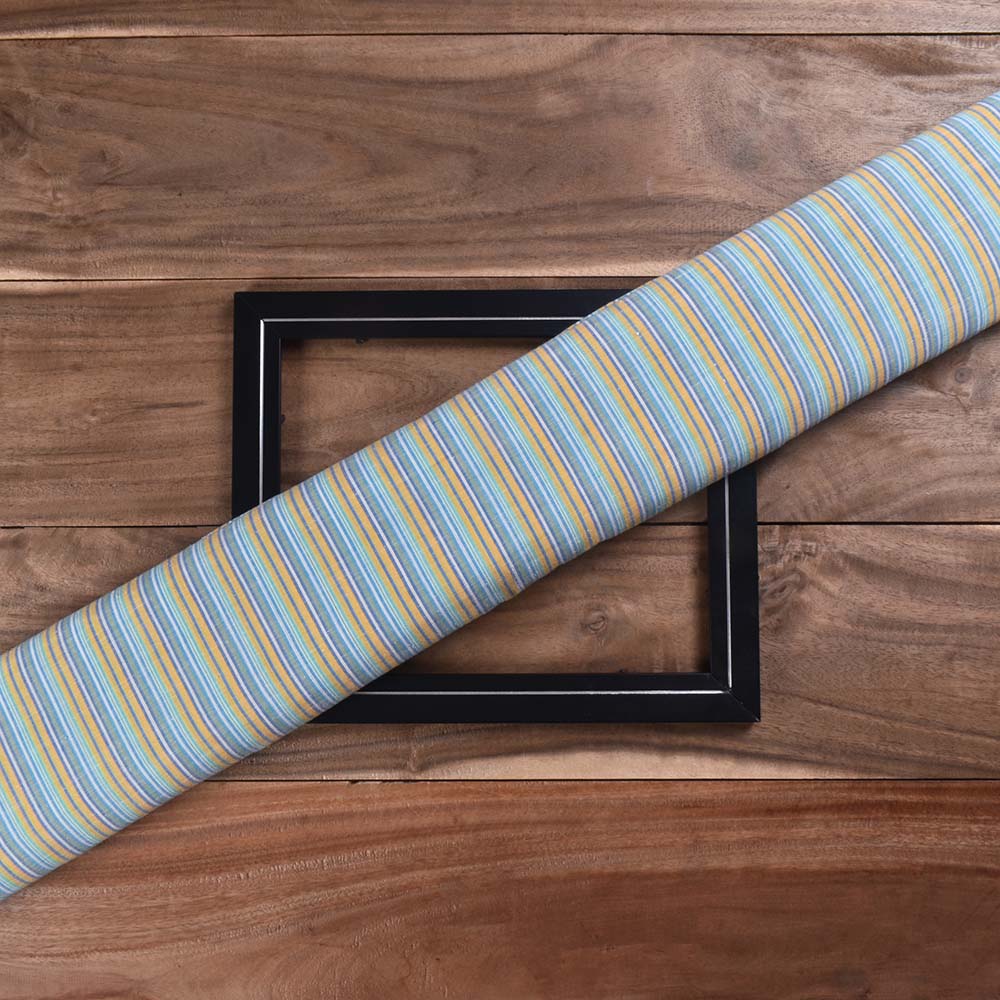 Stripe Multicolour Khadi Cotton 68 GSM Handwoven Fabric