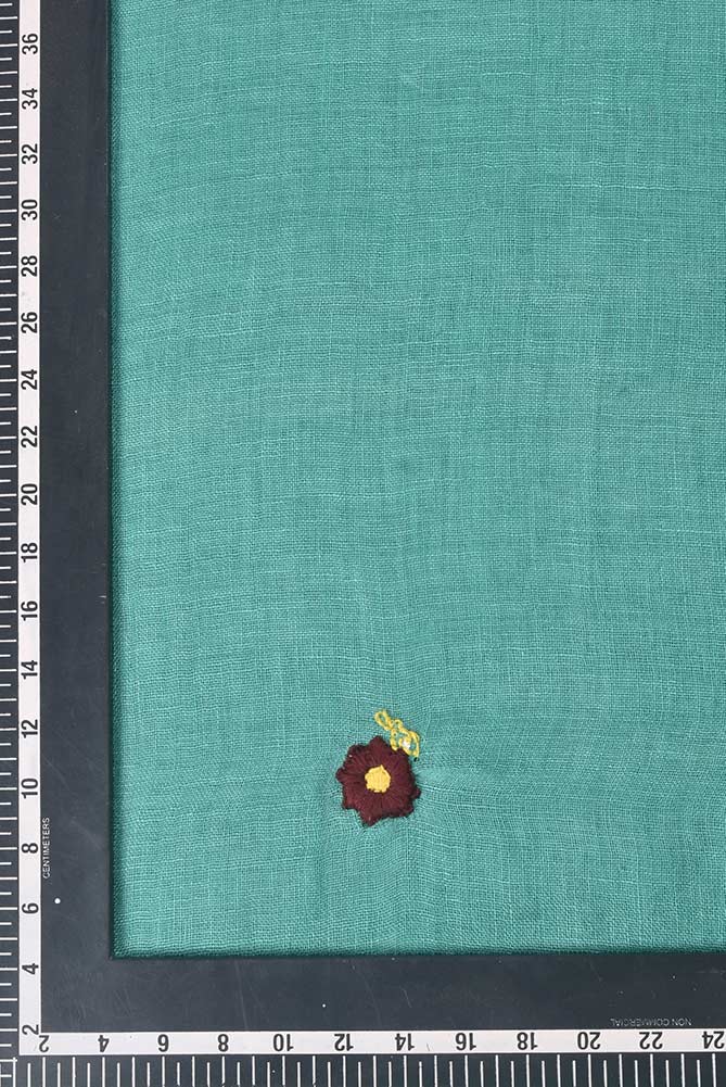 TEAL LINEN HAND EMBROIDERED SCARF