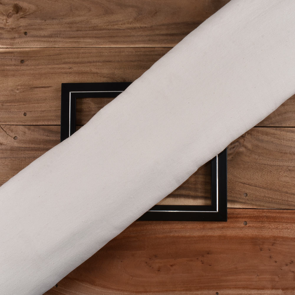 Solid Twill Calico Off White Khadi Cotton 284 GSM Handwoven Fabric
