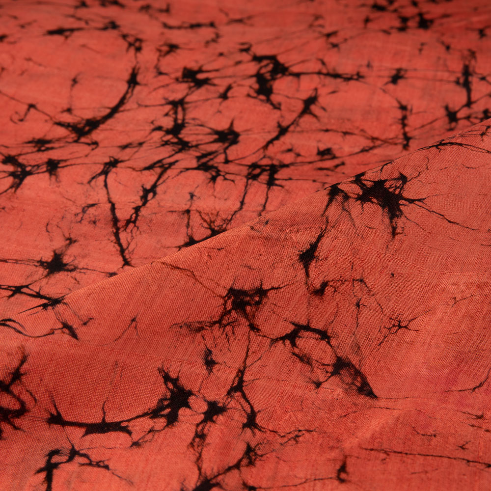 ABSTRACT BLACK RED BATIK MULBERRY SILK 40 GSM FABRIC 04