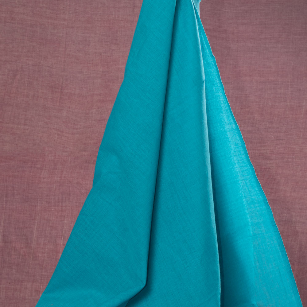 Cotton turquoise blue handwoven fabric