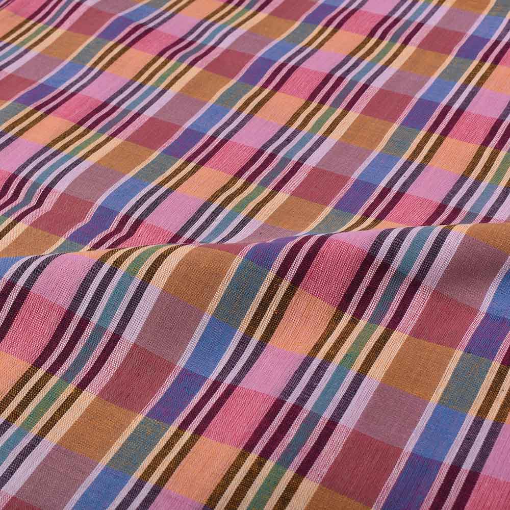 CHECK MULTICOLOR PURE COTTON 100 GSM HANDWOVEN FABRIC 559