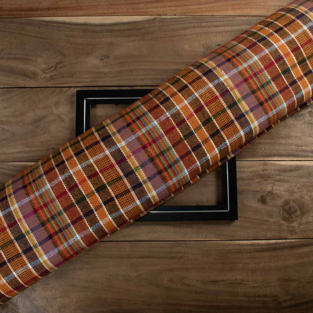Check Multicolor Pure Khadi 280 GSM Handwoven Fabric 634