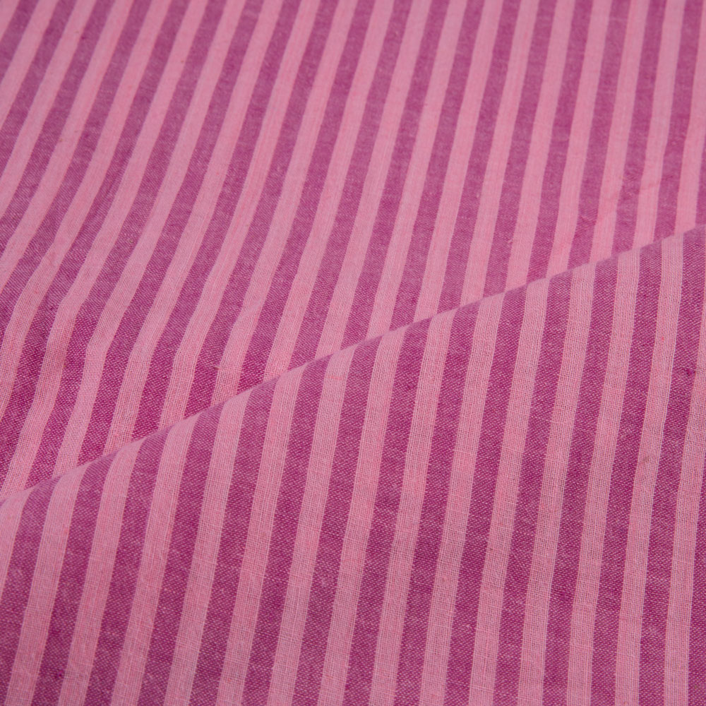 STRIPE PINK PURE COTTON 82 GSM HANDWOVEN FABRIC