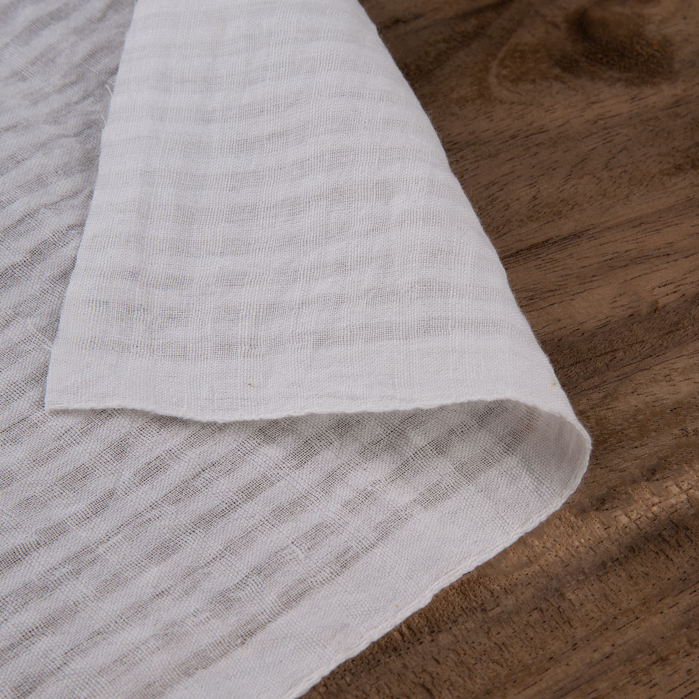 White Check Cotton Organdy 70 GSM Handwoven Fabric | Bleached White & Dyeable 03