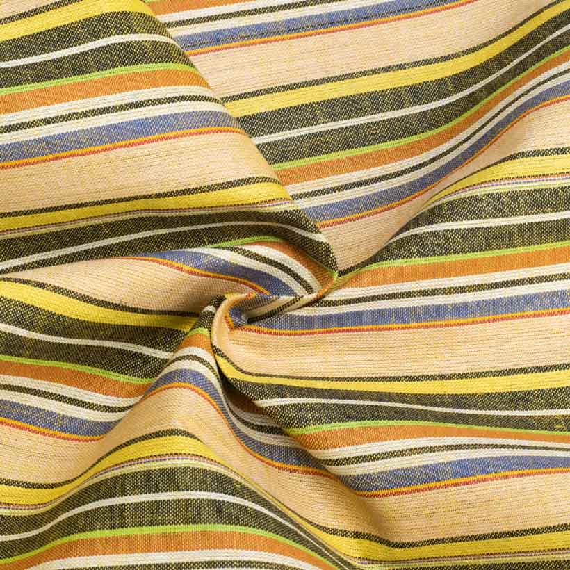 Stripe Pale Yellow Multicolour Pure Cotton 78 GSM Handwoven Fabric