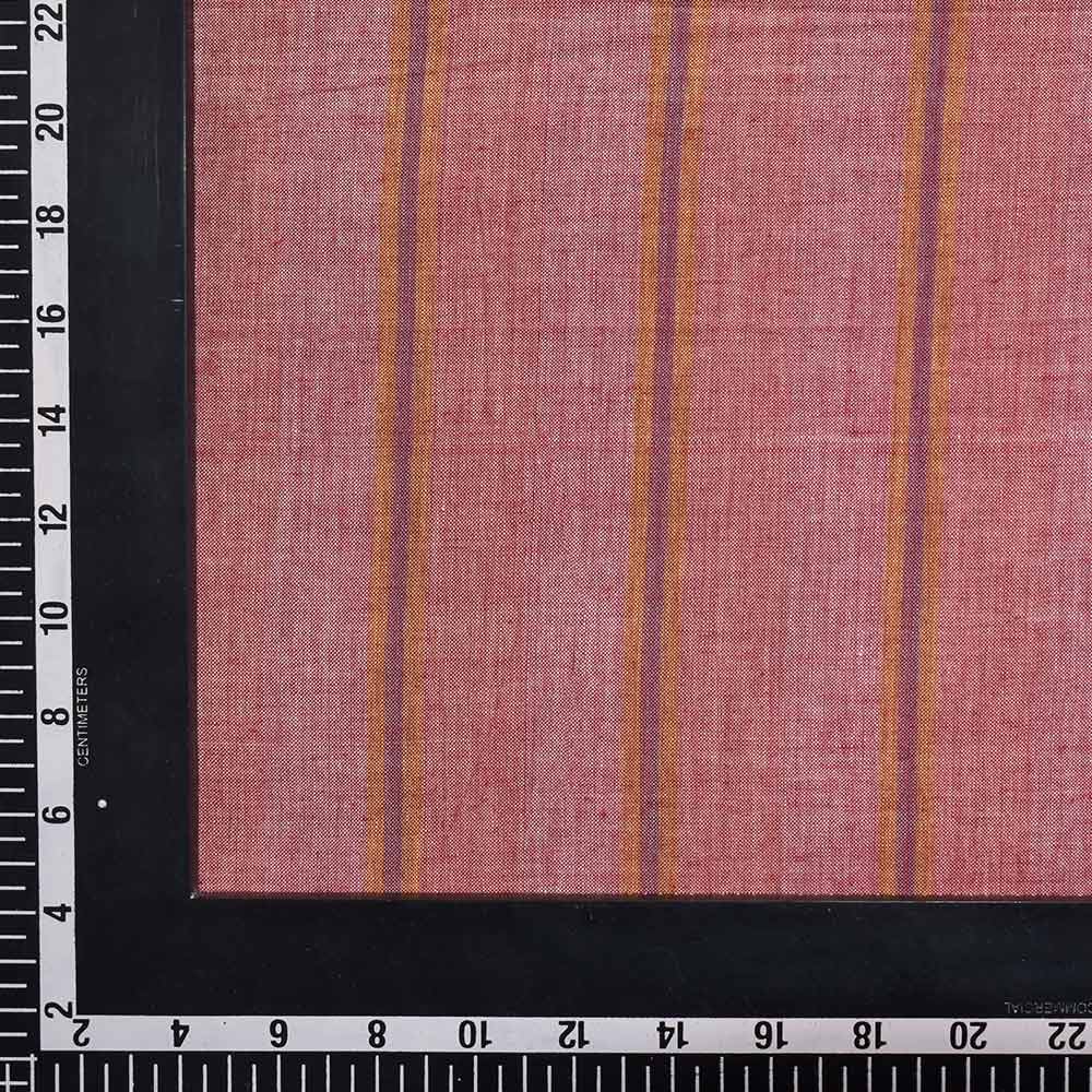 STRIPE RED MERCERISED COTTON 72 GSM HANDWOVEN FABRIC