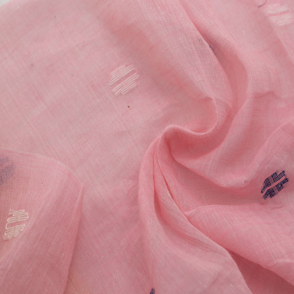 Geometric Blush Pink Jamdani Pure Cotton 55 GSM Fabric