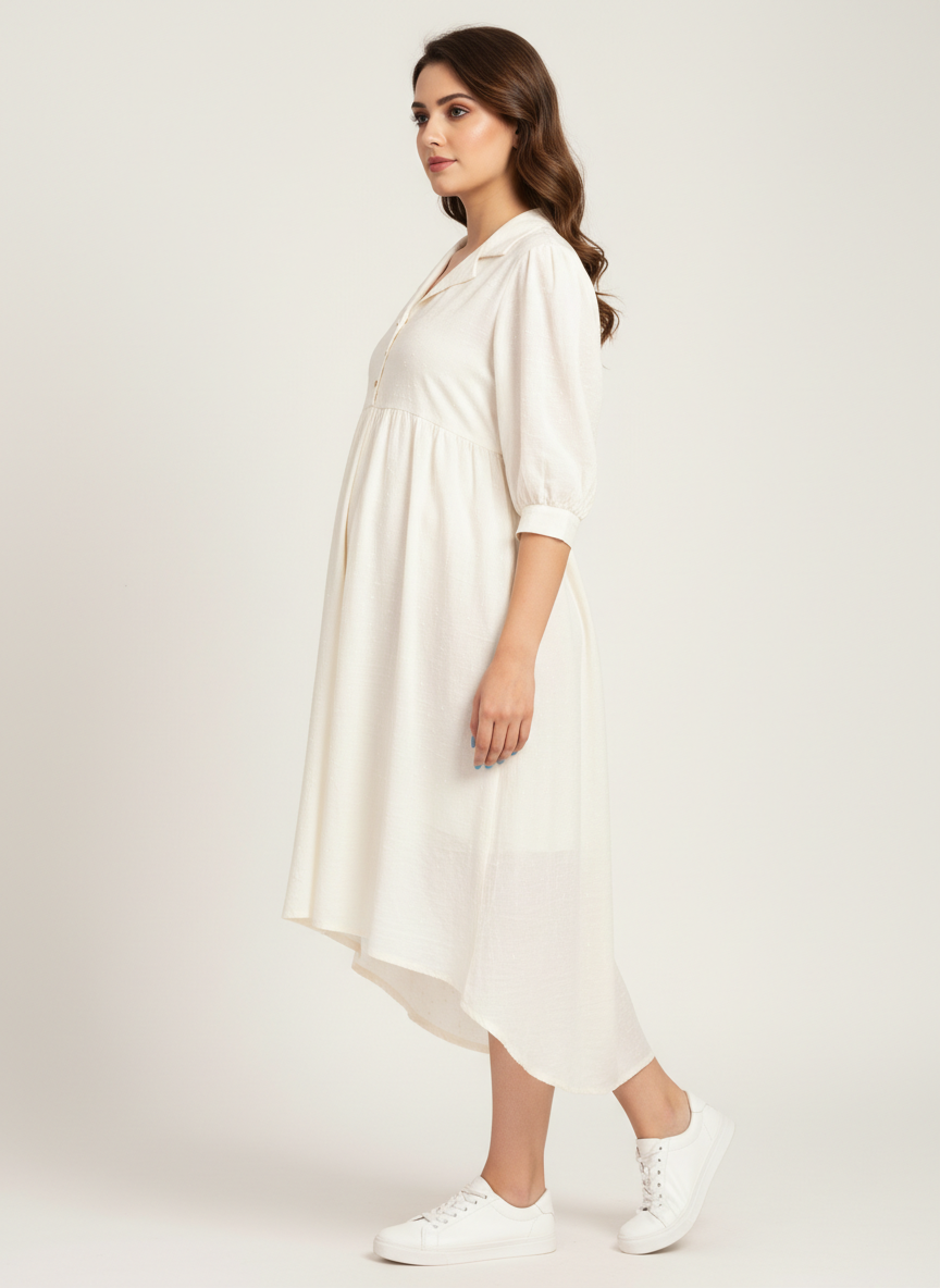 Lapelled & Gathered Dress