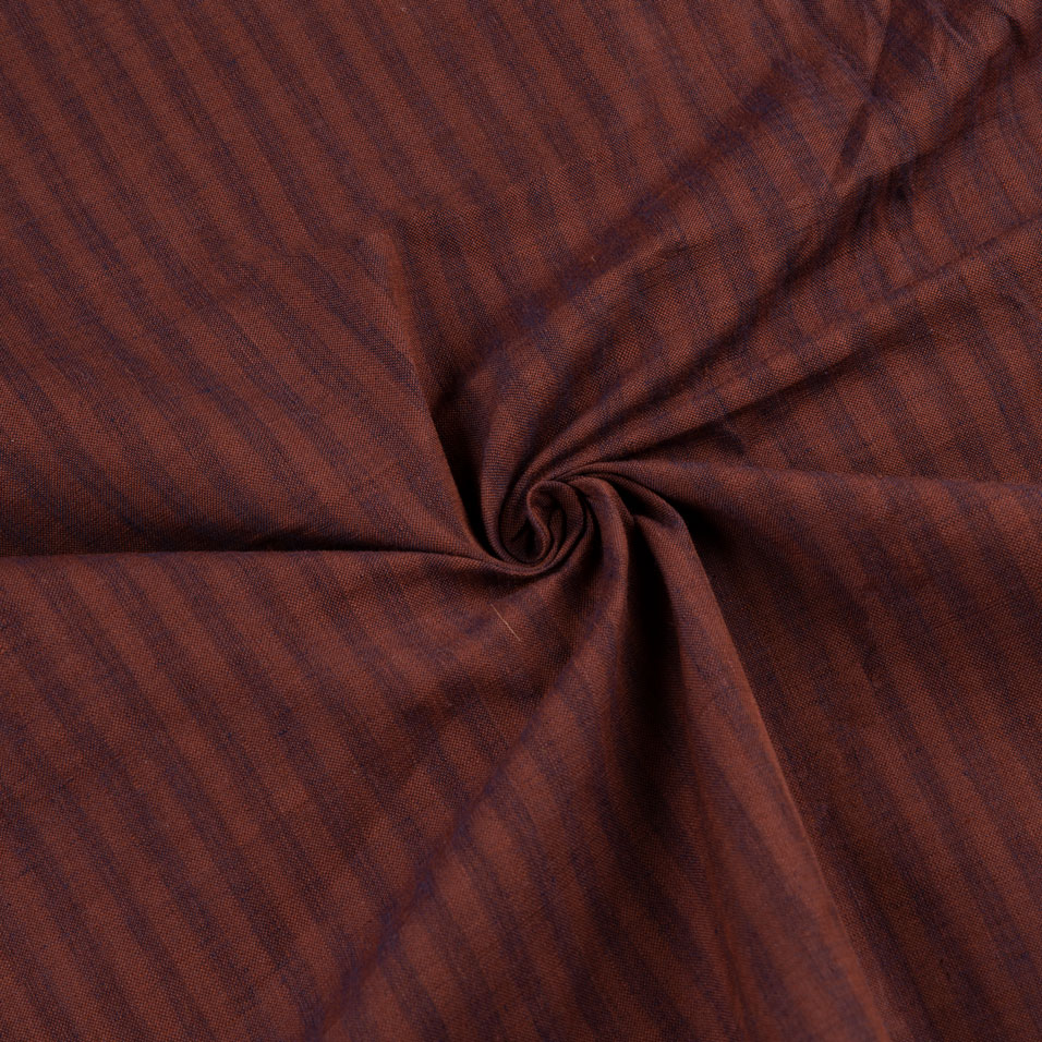 Stripe Brown Pure Cotton 88 GSM Handwoven Fabric