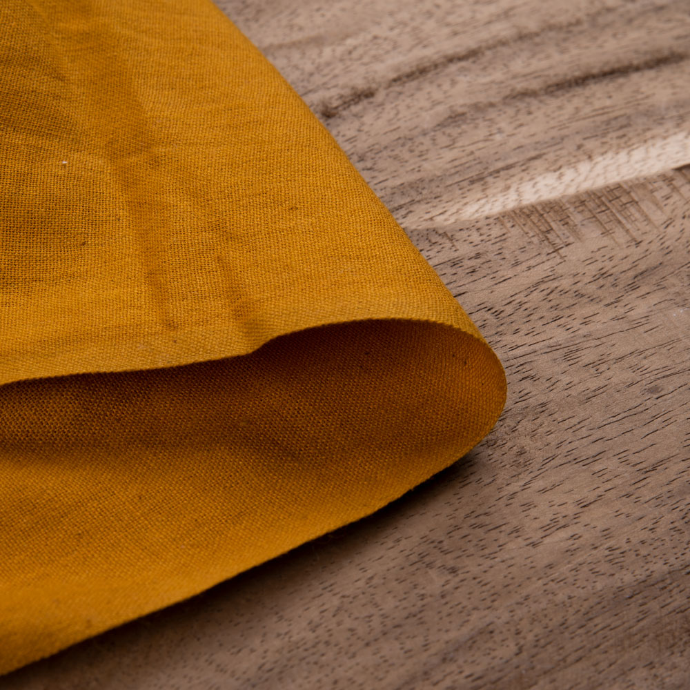 Plain Mustard Pure Cotton 114 GSM Handwoven Fabric