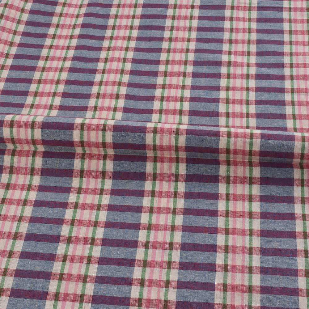 CHECK MULTICOLOR PURE COTTON 68 GSM HANDWOVEN FABRIC 379